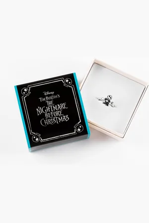 Gresham Disney Nightmare Before Christmas White & Black Silver Plated Clear Stone Ring