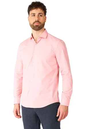 OppoSuits Shirt - Lush Blush - Heren Overhemd - Carnavalskleding - Effengekleurd -
