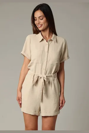 Deeluxe Korte jumpsuit met overhemdkraag en strikceintuur 40