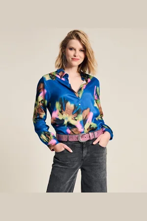 POM Amsterdam Blouse Mila Satin Butterfly Blue