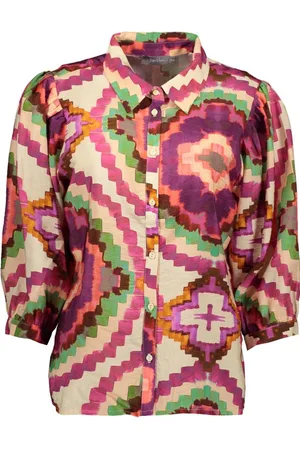 Geisha Blouse Blouse Met Patroon 43450 20 Fuchsia/soft Green Combi Dames