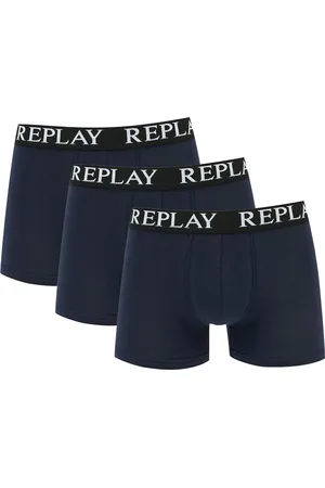 Replay Boxer Basic Cuff Logo 3 Pack - Blauwe Boxershorts-L