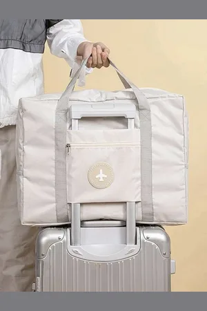 Merkloos Reistas - Handbagage Tas - Opvouwbaar - - Off White - Travelbag