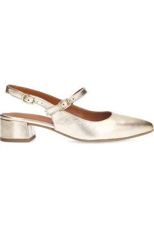 No Stress Dames - Gouden leren slingbacks