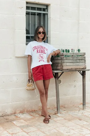 Colourful rebel CR Varsity Loosefit Tee - Dames - T-shirts - M