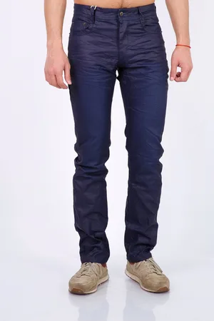Merkloos Lederlook Marine blauwe broek voor de heren - maat 42
