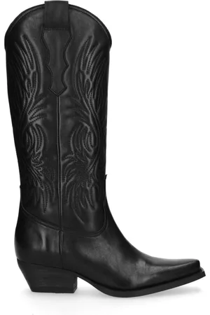 Sacha Dames - Zwarte leren cowboylaarzen