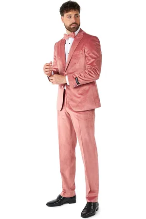OppoSuits Vintage Pink Velvet Tuxedo - Heren Tuxedo Smoking met Vlinderdas - Chique -