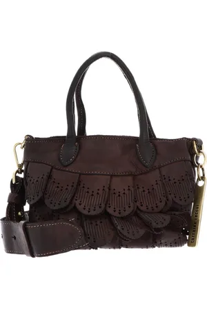 Caterina Lucchi Leren Handtas Schoudertas Sorrento Dafne Shopping Bag Bruine
