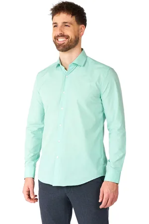 OppoSuits Shirt - Magic - Heren Overhemd - Effengekleurd - Mintgroen