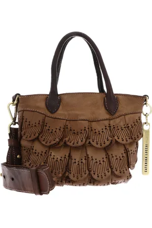 Caterina Lucchi Leren Handtas Schoudertas Sorrento Dafne Shopping Bag Lichtbruin