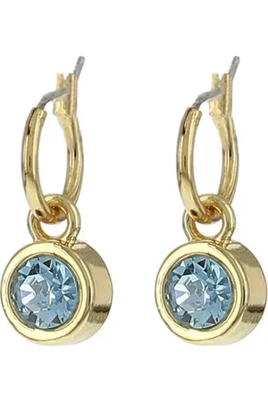 Biba Hang Oorbellen met Swarovski Steentje Aquamarine