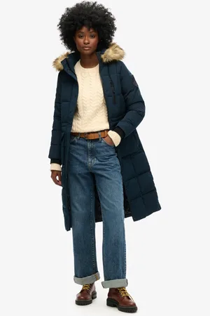 Superdry Lange Everest jas met imitatiebont - Dames - Gewatteerde jassen