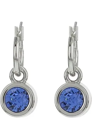 Biba Hang Oorbellen met Swarovski Steentje Sapphire
