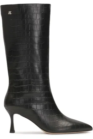 Kazar Black high top boots with embossed leather upper