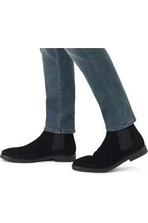 Manfield Heren - Zwarte suède chelsea boots
