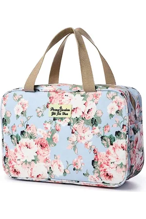 Merkloos Toilettas voor op reis, make-up tas, toilettas, grote draagbare waterdichte cosmetische scheertas, make-up organizer voor toiletartikelen, opbergtas voor in de badkamer voor vrouwen, meisjes, dames, (blauw)