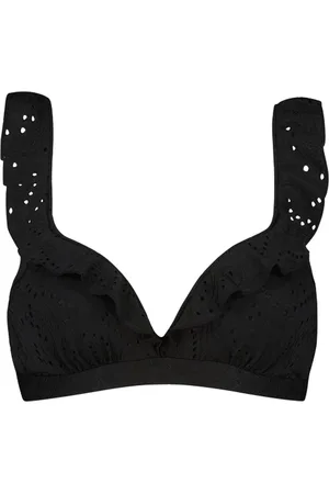 Beachlife Black Embroidery ruffle bikinitop met voorgevormde cups en beugel - dames