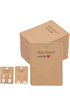Merkloos 100 Pieces Kraft Paper Jewellery Box for DIY Earrings - 6.5 x 5 cm