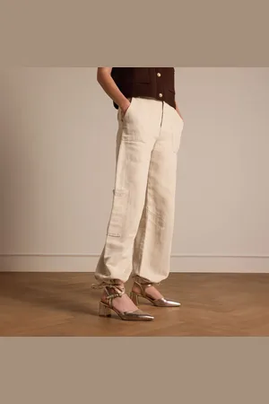 No Stress Dames - Goudkleurige leren slingbacks