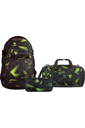 Coocazoo Schoolrugzakset PORTER Lime Flash, etui + sporttas