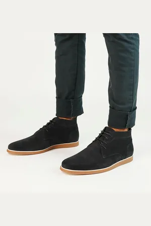 Manfield Heren - Donkerblauwe suède veterboots