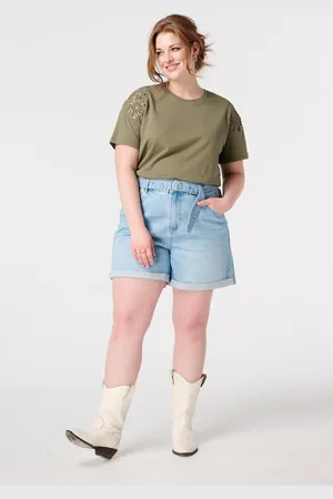 MS Mode Shorts Denim shorts met ceintuur