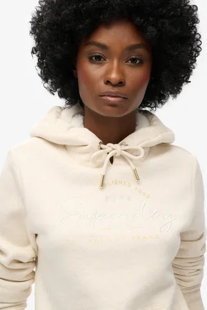 Superdry Trui Luxe Metallic Logo Hoodie W2012141a Oat Cream Marl Dames