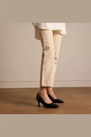 No Stress Dames - Zwarte leren klassieke pumps