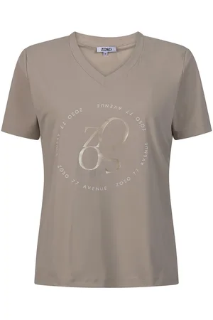 ZOSO T-shirt Julia Travel T Shirt 251 0009 Taupe Dames