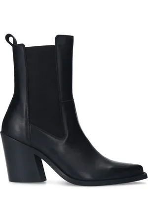 Sacha Dames - Zwarte leren chelsea boots met hak