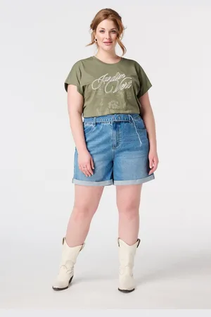 MS Mode Shorts Denim shorts met ceintuur