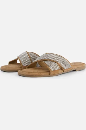 Lazamani Lexi Leren Dames Slippers Silver