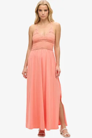 Superdry Jersey maxi-jurk met kant - Dames - Jurken