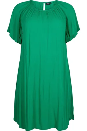 Zizzi EROSE, S/S, ABK DRESS Dames Jurk - Green