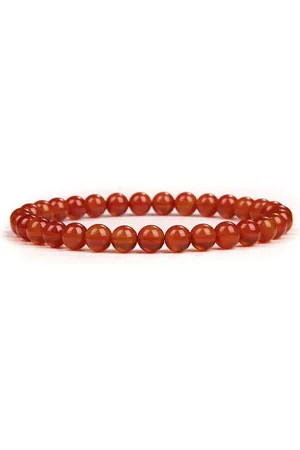 Bixorp Gems Rode Agaat Edelsteen Armband 6mm - Edelstenen Kralenarmband - Spiritueel Cadeau - 18cm