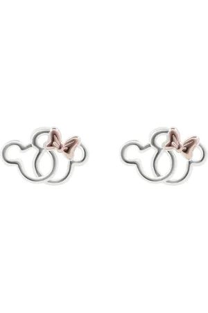 Gresham Silver Plated Mickey and Minnie Mouse Silhouette Stud Earrings