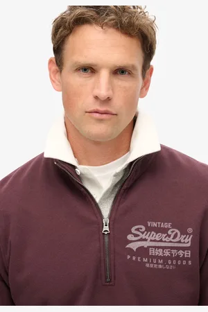 Superdry Klassieke trui met halve rits en print - Heren - Truien