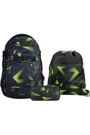 Coocazoo Schoolrugzakset PORTER Lime Flash, etui + sporttas