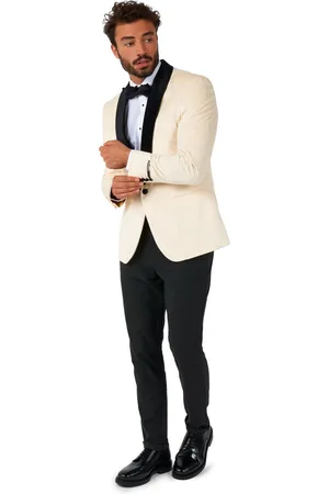 OppoSuits Deluxe Dinner Jacket - Ivory Champagne - Heren Blazer - Kerst, Bruiloften en Meer - White