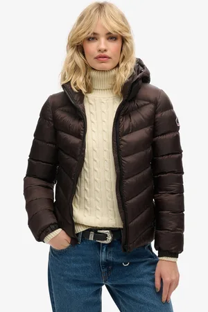 Superdry Hooded Fuji Padded Jacket Dames Jas - Dark Oak Brown