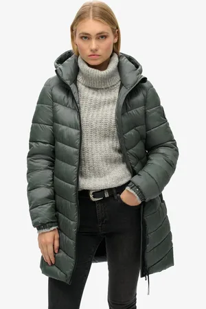 Superdry Gewatteerde Fuji Mid jas met capuchon - Dames - Gewatteerde jassen