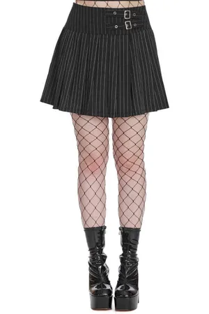 Banned Retro Black Core Pinstripe Skater Rok - S - /Wit
