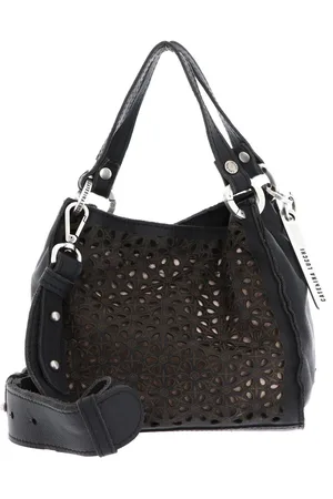 Caterina Lucchi Leren Handtas Schoudertas Modena Anna Shopping Bag Zwart
