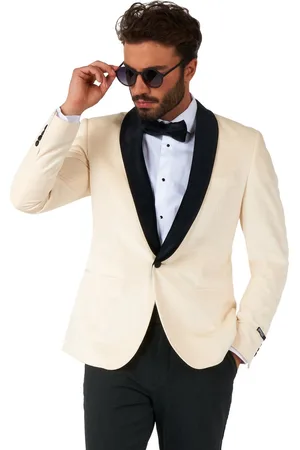 OppoSuits Deluxe Dinner Jacket - Ivory Champagne - Heren Blazer - Kerst, Bruiloften en Meer - White
