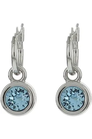Biba Hang Oorbellen met Swarovski Steentje Aquamarine