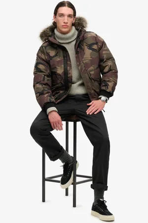 Superdry Everest bomberjack met imitatiebont - Heren - Gewatteerde jassen