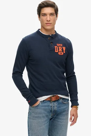 Superdry Vintage Athletic Grandad T-shirt Met Lange Mouwen Blauw XL Man