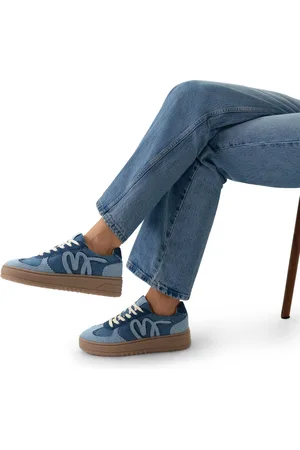 Manfield Dames - Blauwe denim sneakers