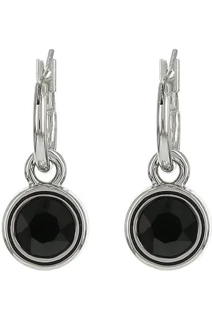Biba Hang Oorbellen met Swarovski Steentje Jet